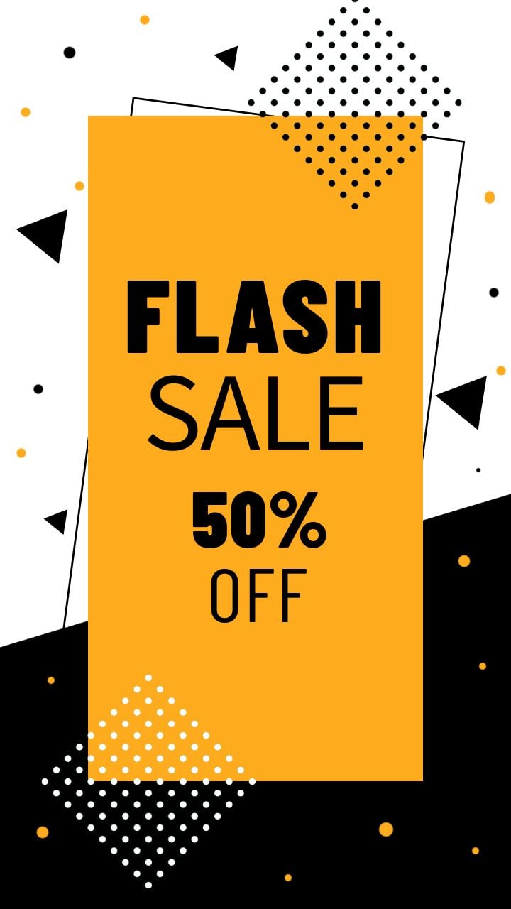 instagram story vibrant yellow and black flash sale