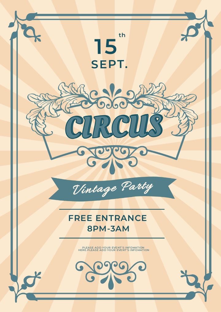 invitation with a vintage circus party theme