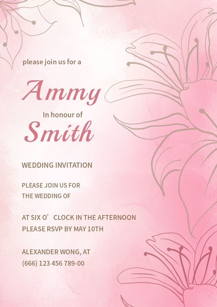 joyful wedding invitation featuring watercolor pink floral fashion
