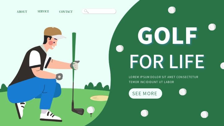 lively and straightforward golf landing page