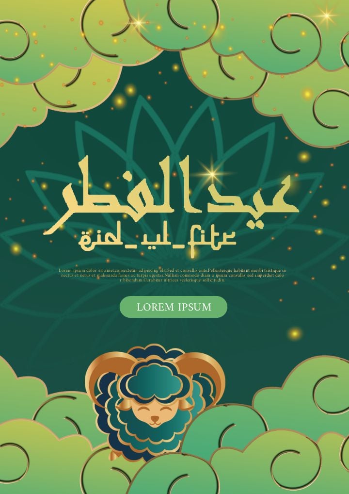 luxurious eid al-adha featuring green textured paper cut design