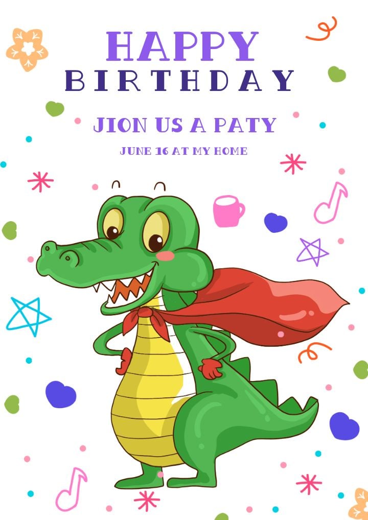 minimalist creative greeting card for a superhero birthday celebration featuring adorable animals