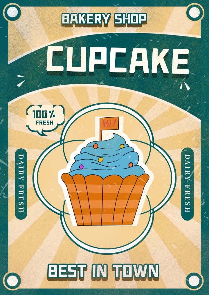 minimalist creative poster in retro beige cake theme