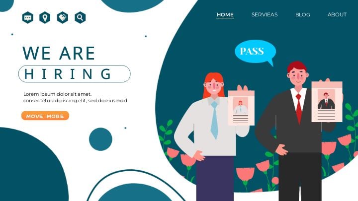 minimalist dark blue banner for talent recruitment landing page
