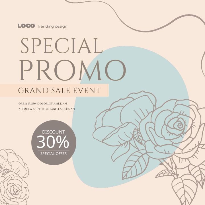 minimalist flowers in cartoon style social media ad for fashion