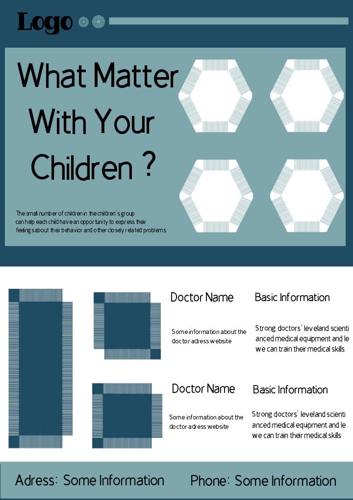 ocean blue pediatric care brochure for children