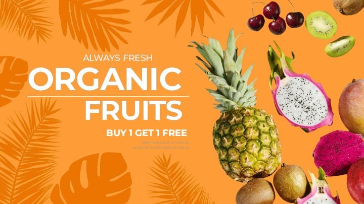 organic fruit farm web banner featuring plant silhouettes