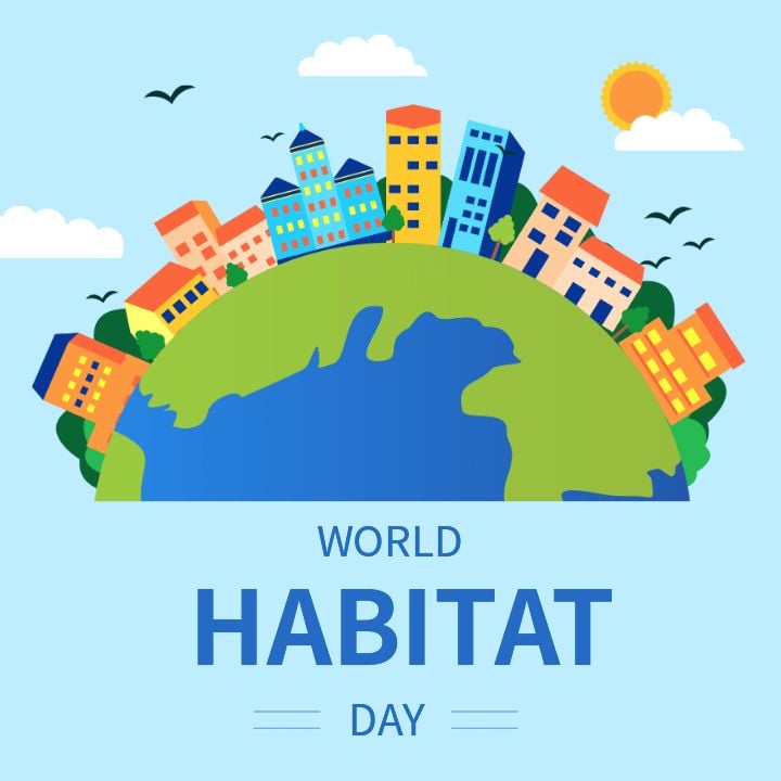 playful instagram post celebrating world habitat day with cartoons