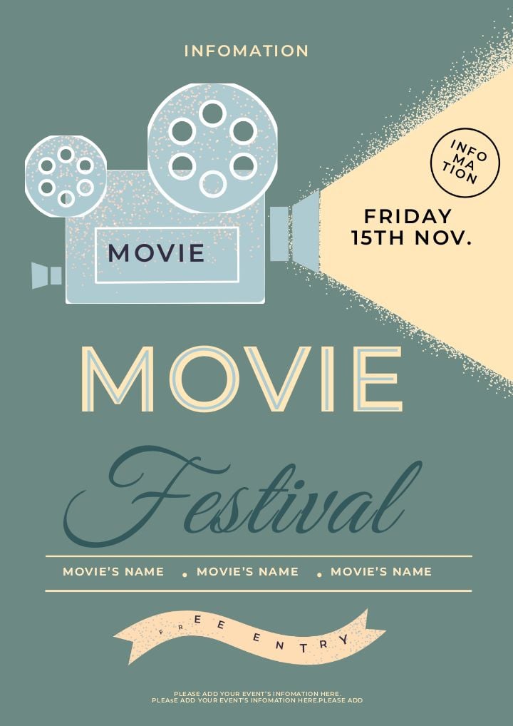 poster for movie event featuring vintage blue projector light