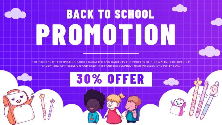 purple banner promotion welcoming you back to school