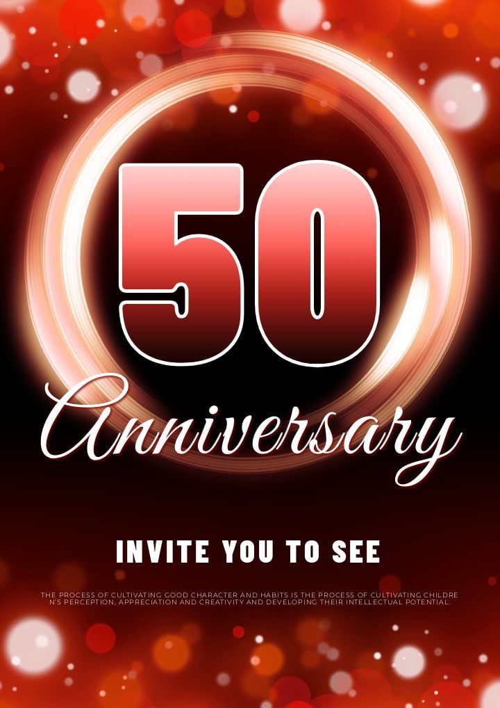 red invitation letter celebrating 50 years