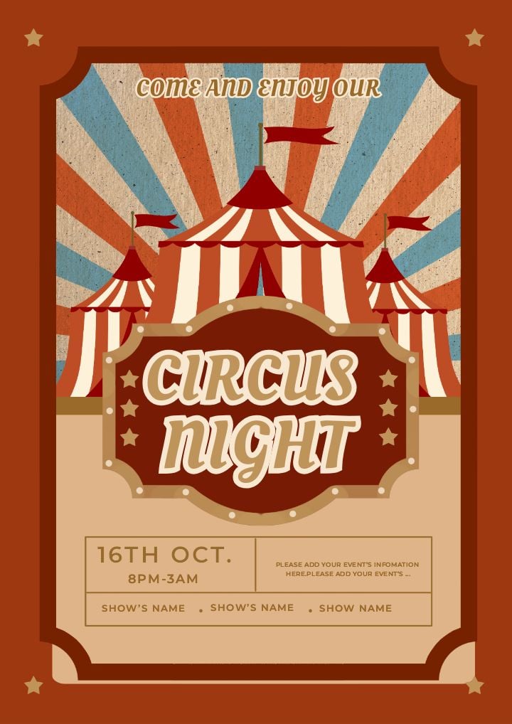 retro striped circus party invitation