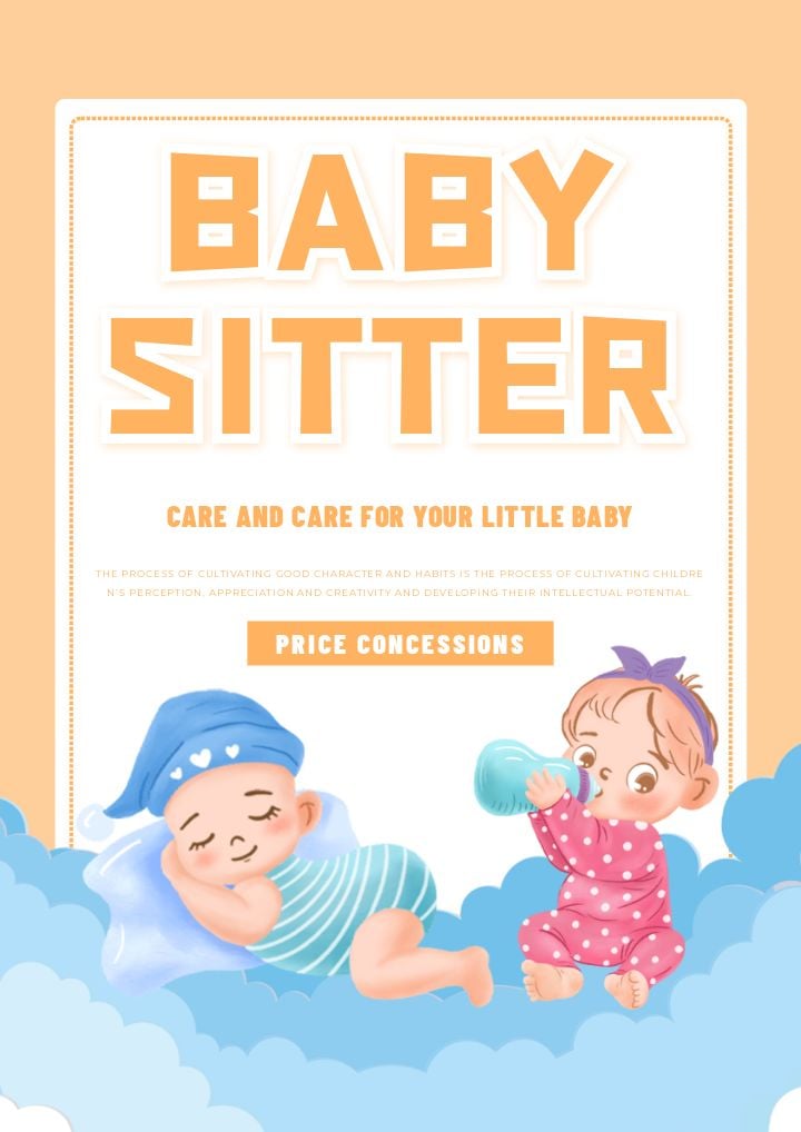 sale poster featuring yellow nanny service care
