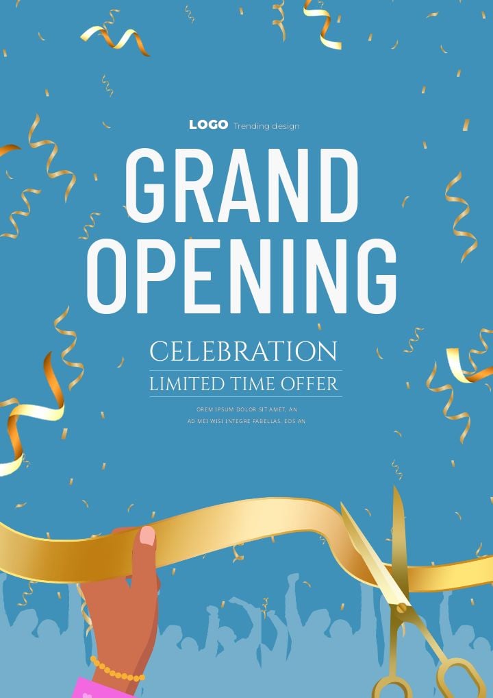 silhouette ribbon cutting flyer for the grand opening event