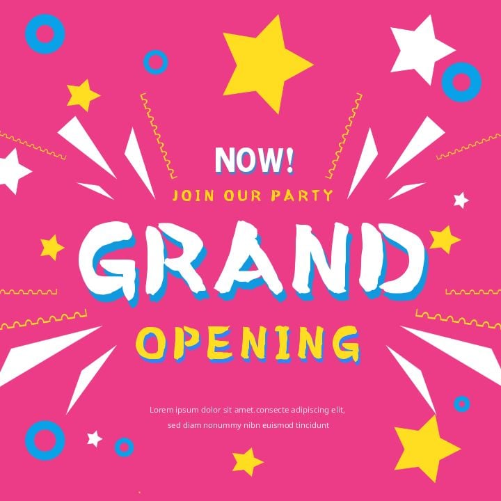 simple red geometric stars - social media promotion for grand opening