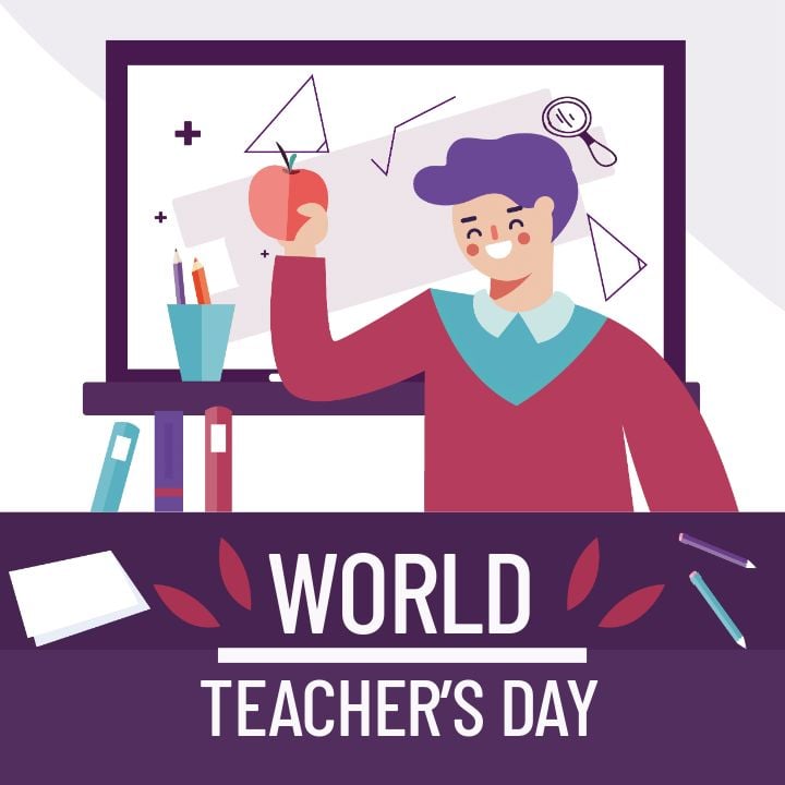 social media campaign celebrating world teachers with purple theme