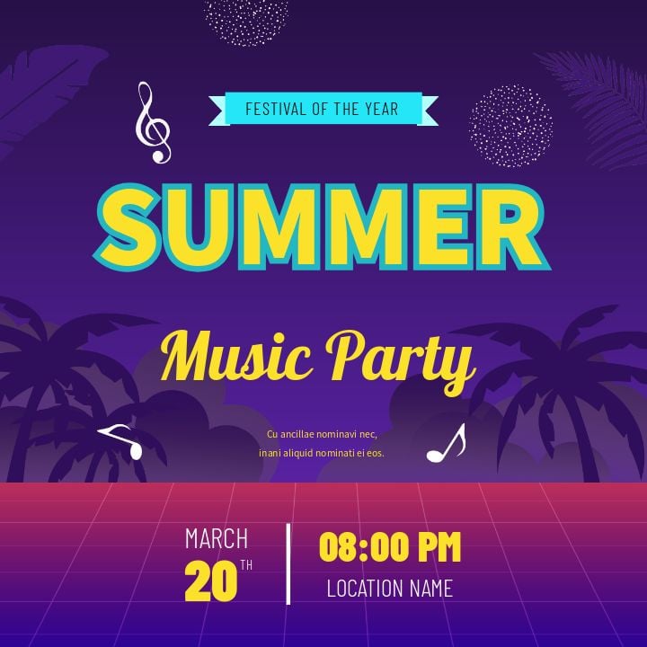 social media post featuring an illustration for a summer music celebration