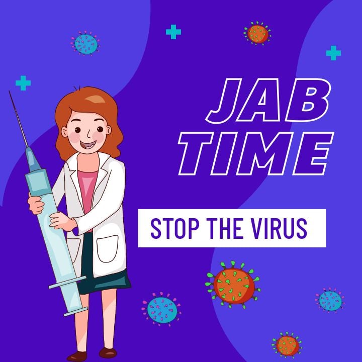 social media propaganda in purple cartoon vaccination