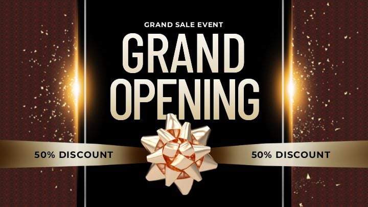 stunning ribbon cutting web banner for the grand opening featuring fashionable light effects