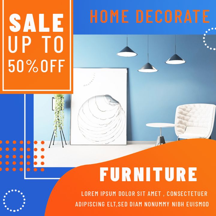 stylish furniture promotion banner with a gradient twist