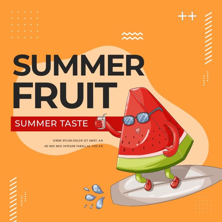 summer fruit social media ads fashionable cartoon delights