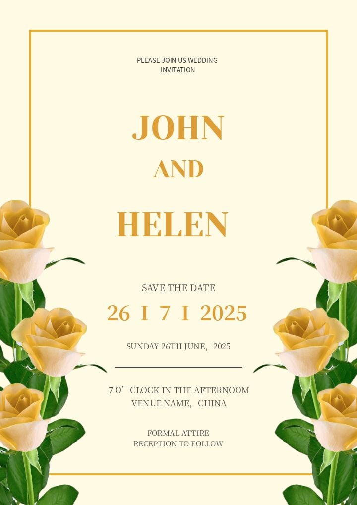 sunny yellow wedding invite