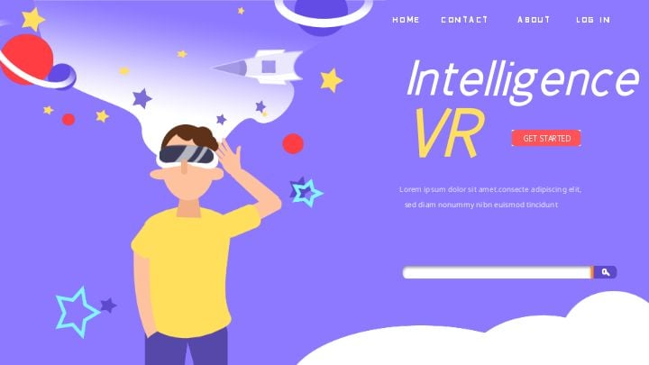 the young boy gazing up at the vr experience on the landing page