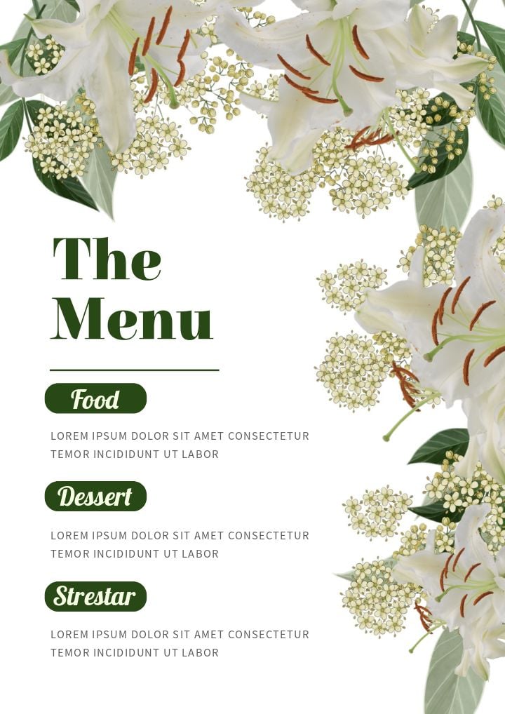 uncomplicatedly romantic wedding menu