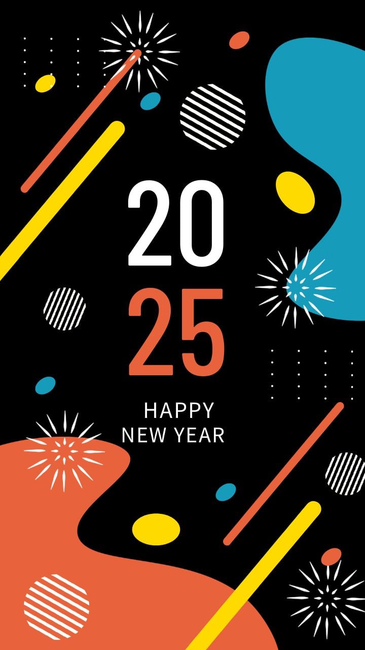 vibrant abstract 2025 new year celebration instagram story