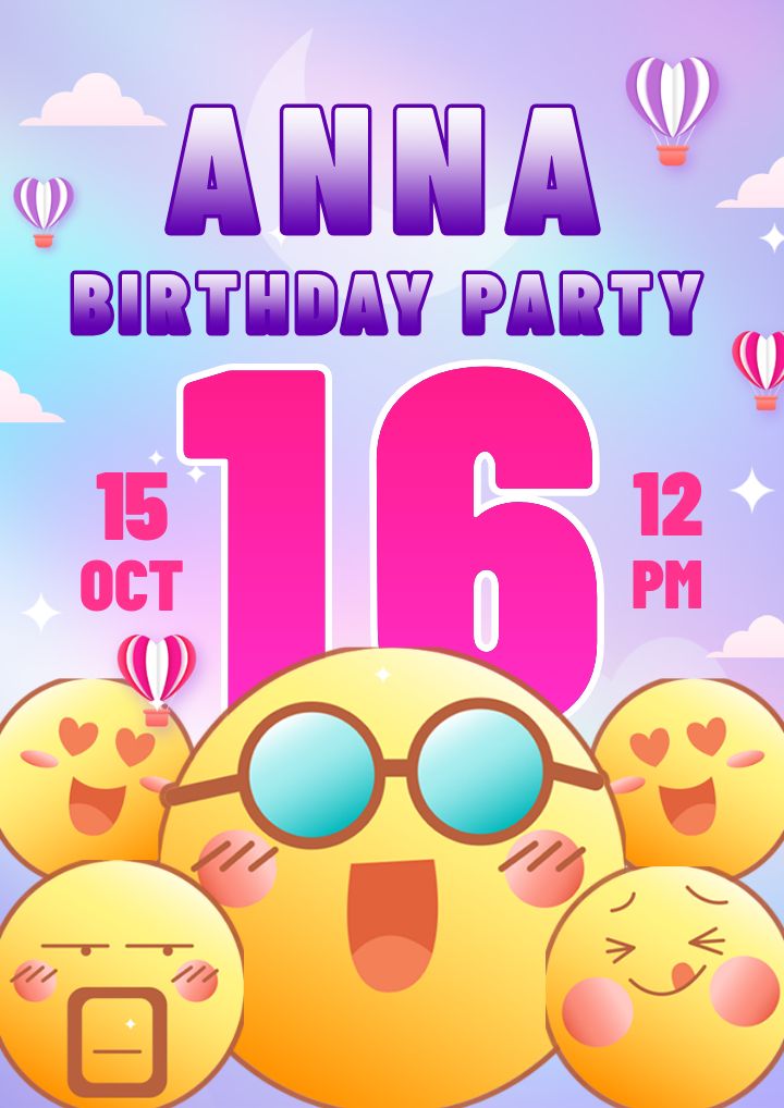 vibrant and adorable birthday celebration invite