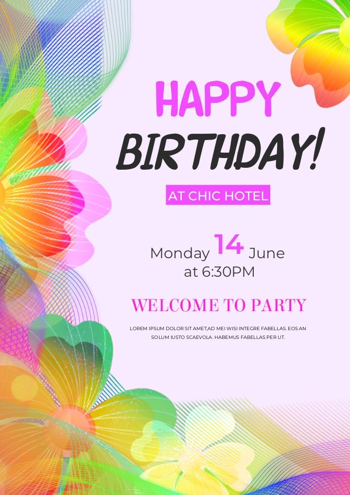 vibrant floral birthday celebration invite