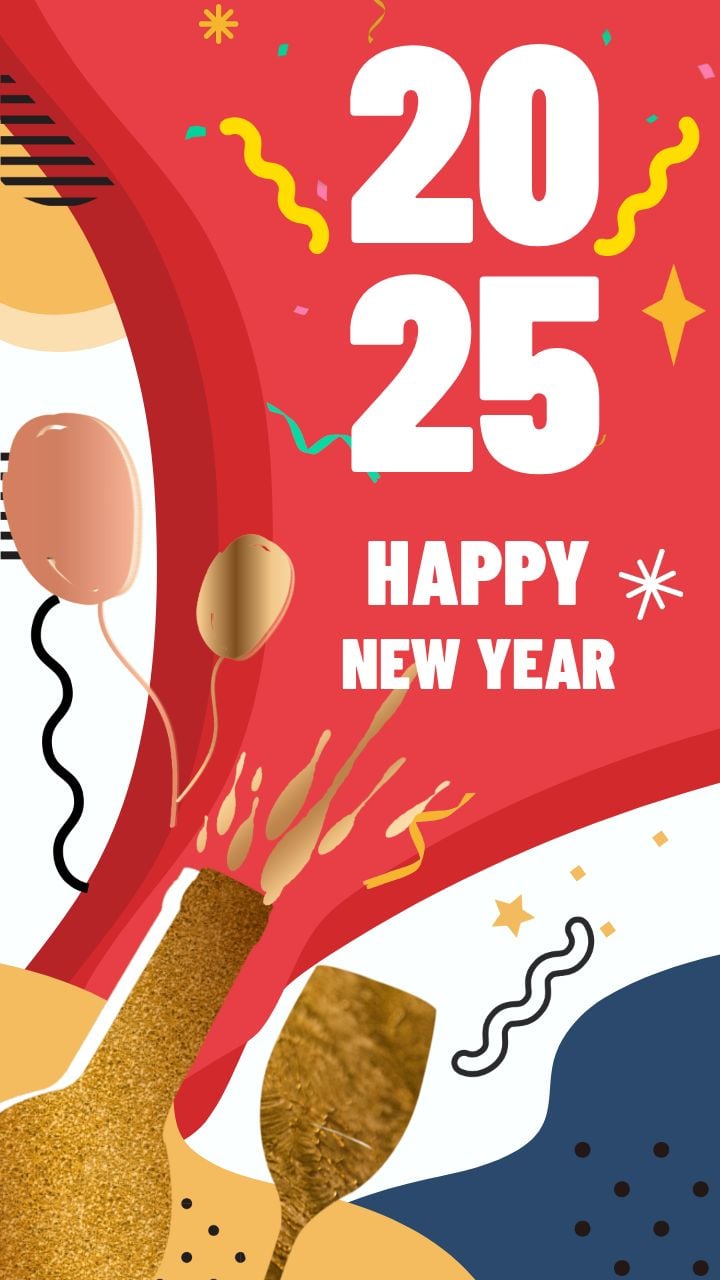 vibrant geometric 2025 new year instagram story