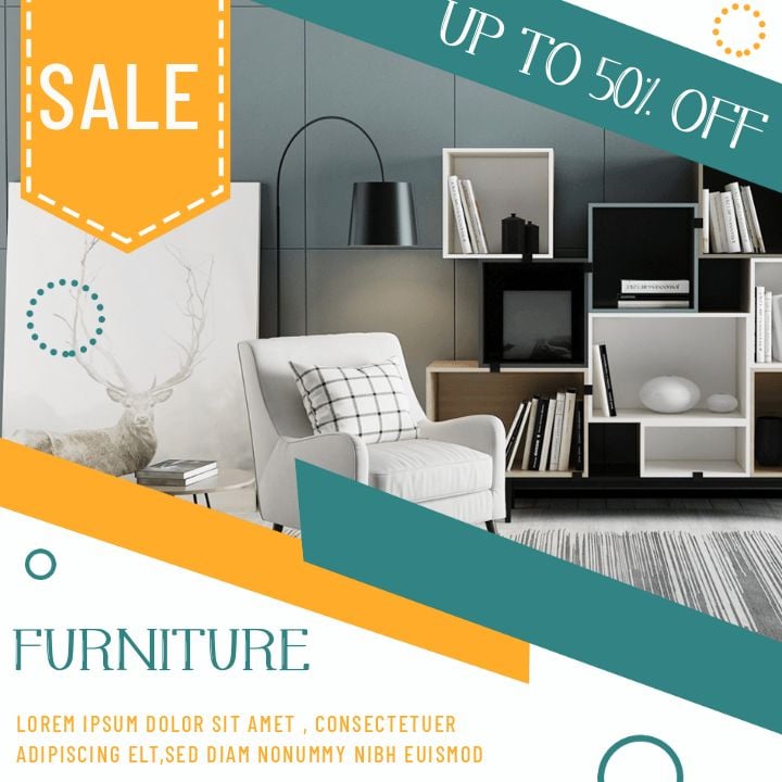 vibrant geometric furniture sale social media design