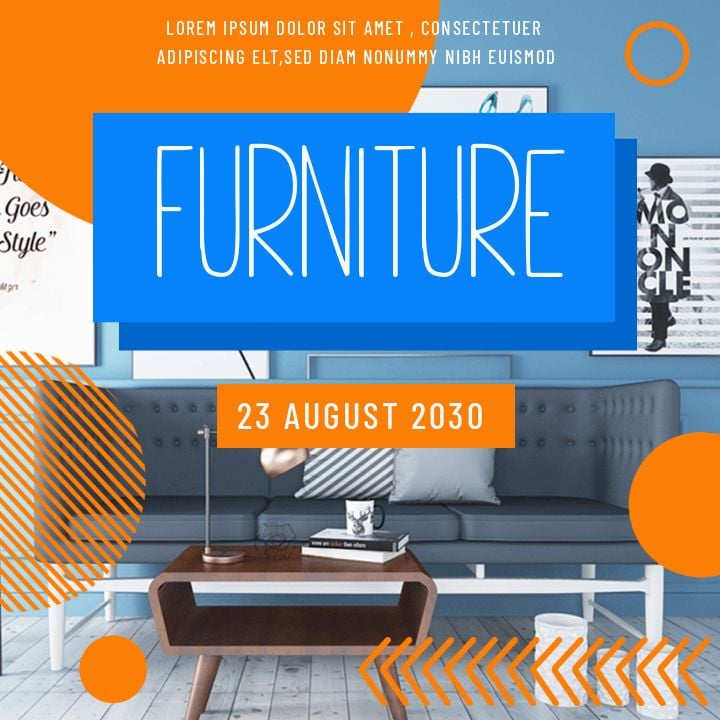 vibrant geometric furniture sale social media design