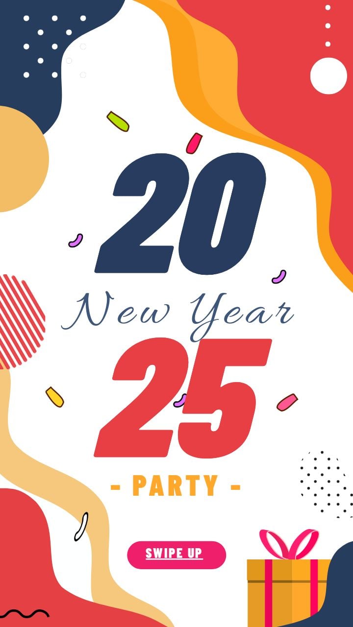 vibrant geometric instagram story for the new year 2025 celebration
