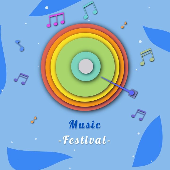 vibrant paper-cut inspired music festival instagram advertisement