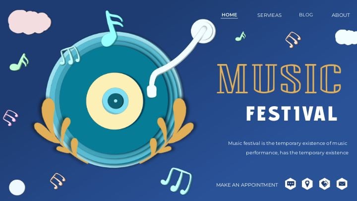 vibrant paper-cut inspired music festival website