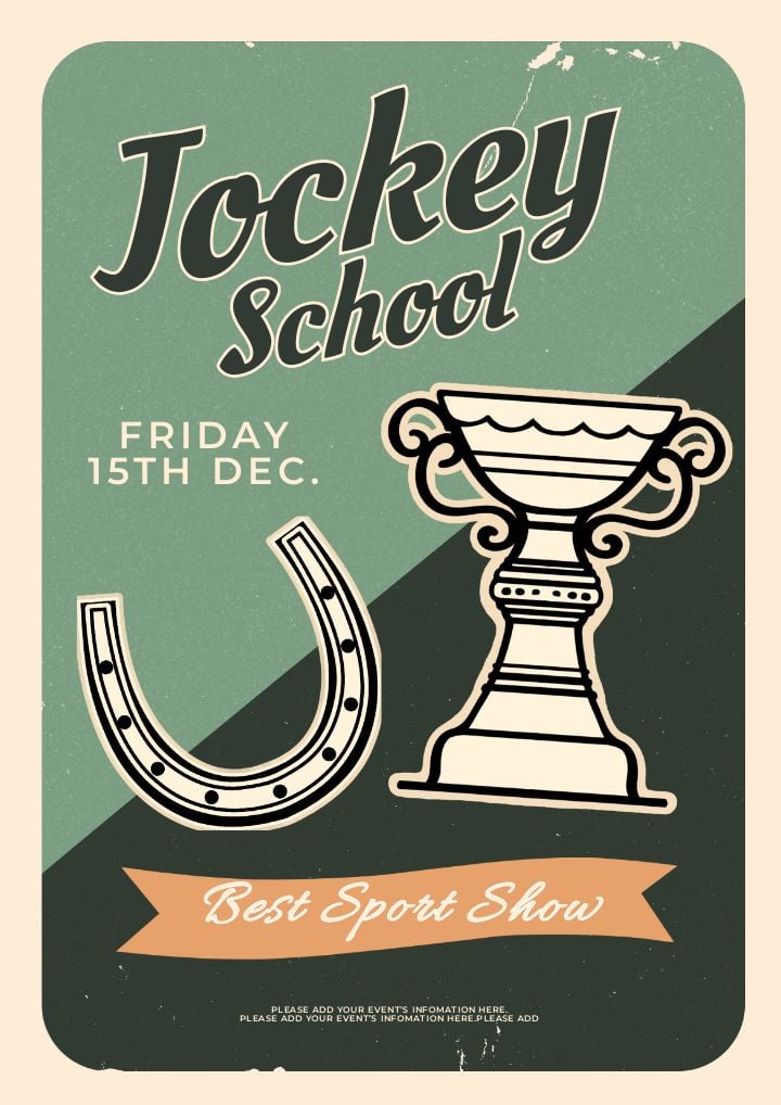 vintage green poster featuring equestrian club events