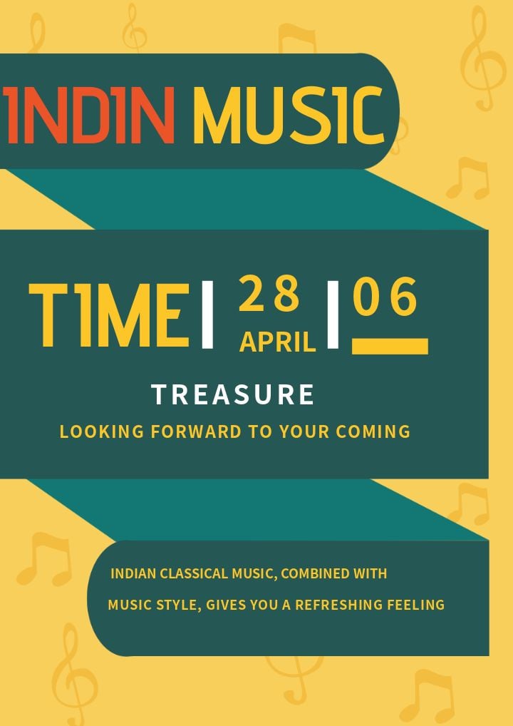 vintage poster celebrating indian music in a creative green style