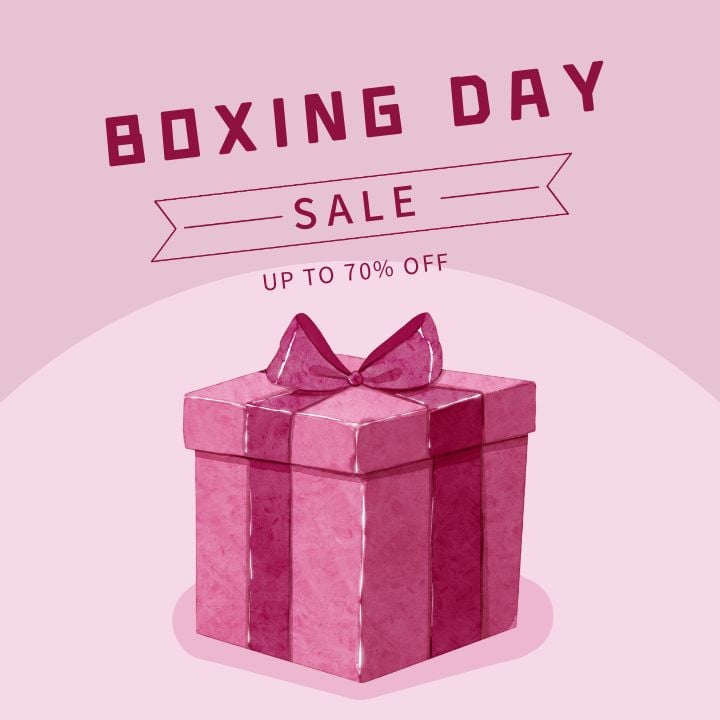 violet watercolor gift boxes sale post for boxing day on instagram