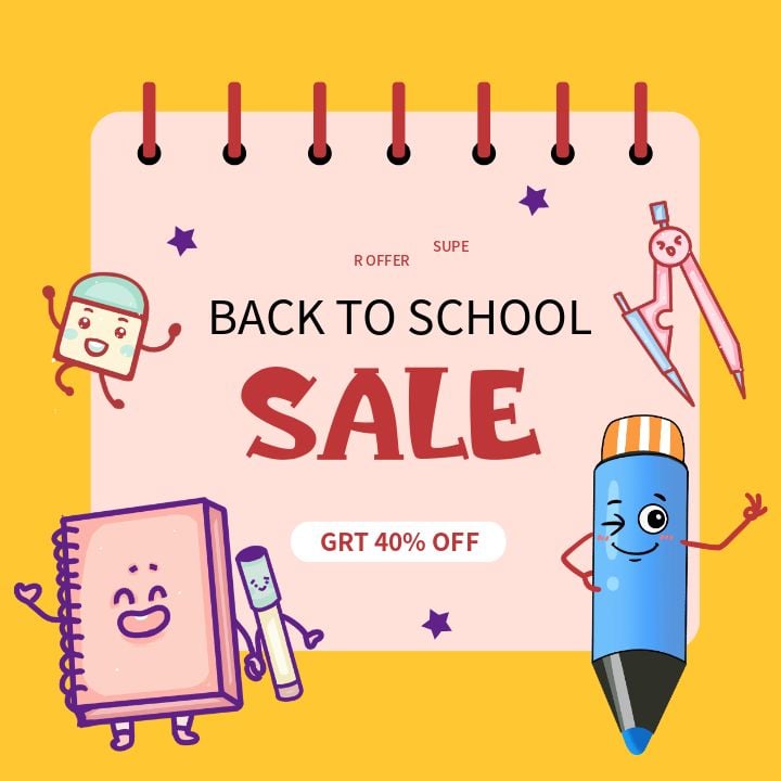 yellow cartoon sales sns return to school special